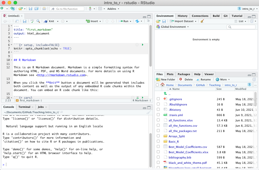 RStudio layout