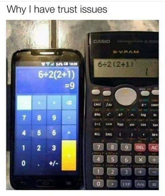 Problem gives answer of 1 or 9 depending on calculator.